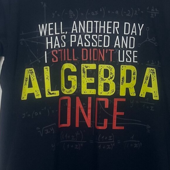 Funny Algebra Joke Graphic Tshirt Mens Large Black Gildan - Picture 5 of 8